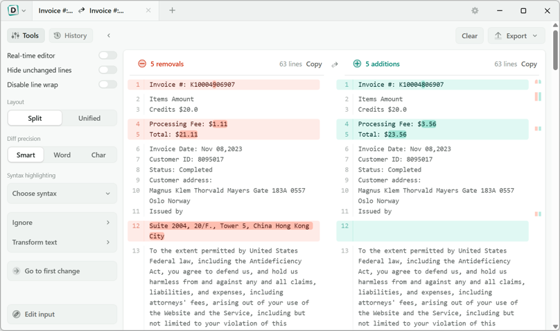 Compare text and find differences online or offline - Diffchecker